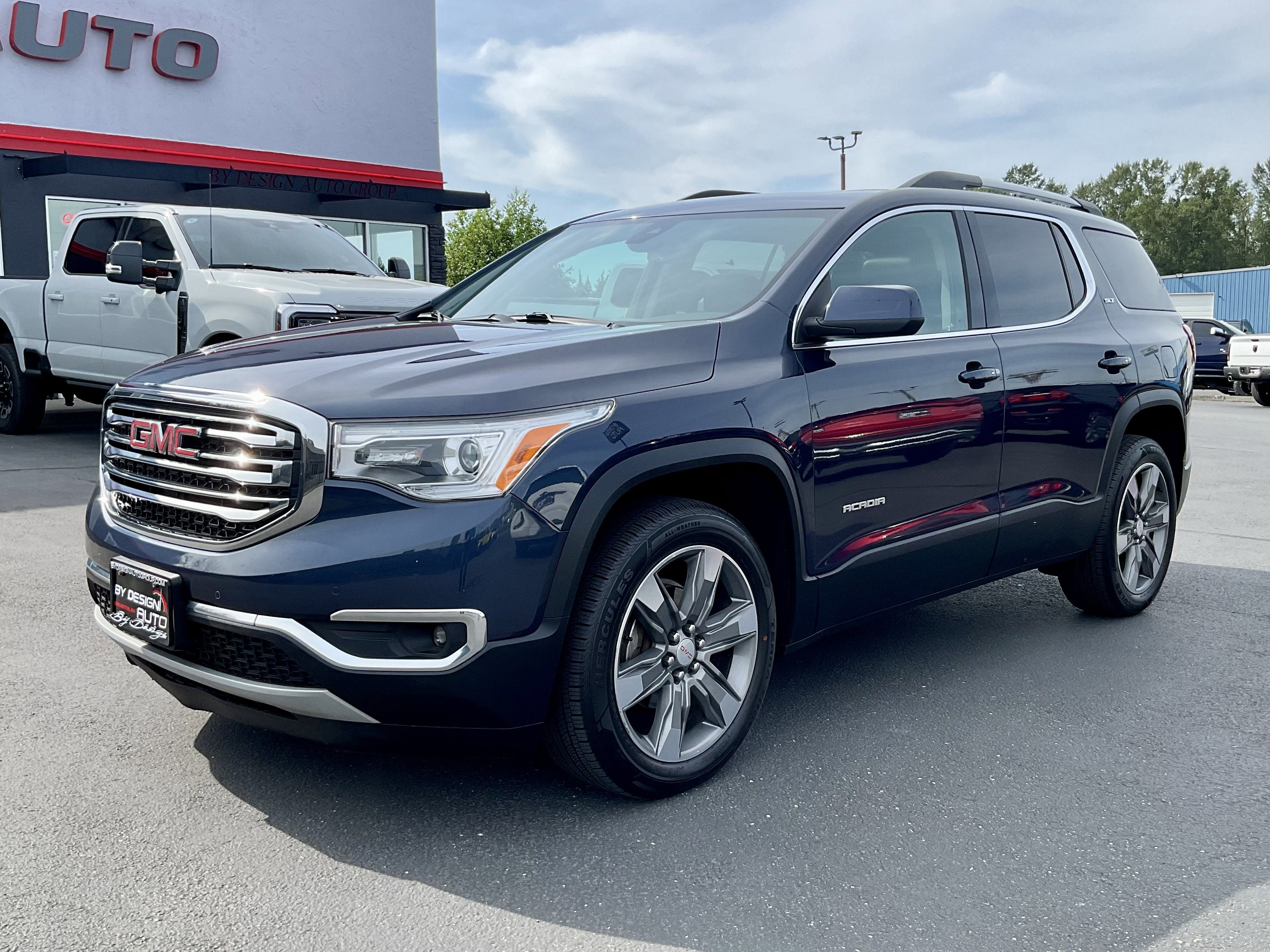 2018 GMC Acadia SLT-2 4X4 in Blue — front three-quarter view
